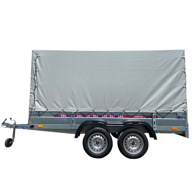 Remorca REPO QED 3100x1600x1500 mm cu prelată dublu ax 750 kg