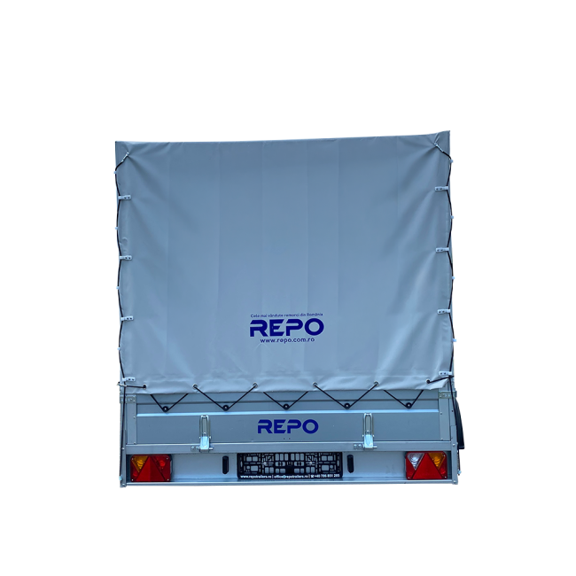 Remorca REPO QED 3100x1600x1500 mm cu prelată dublu ax 750 kg